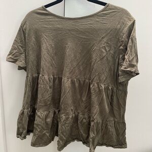 SHEIN Green Boxy Short Sleeve Blouse